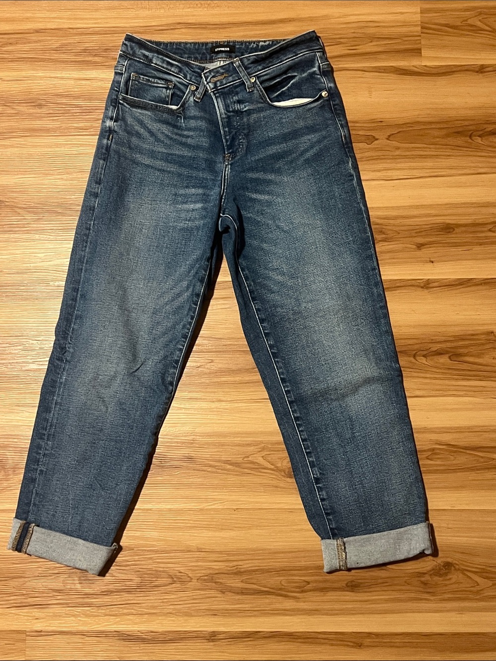 Express Dark Blue Rolled Cuff Jeans